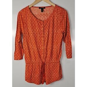 Lauren Ralph Lauren blouse womens size L orange mid sleeve